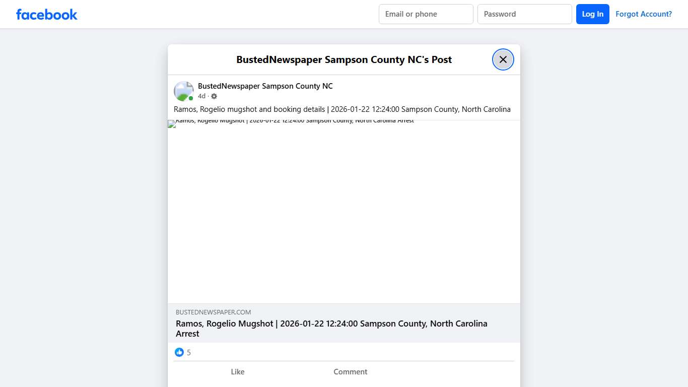 Ramos, Rogelio mugshot... - BustedNewspaper Sampson County NC Facebook