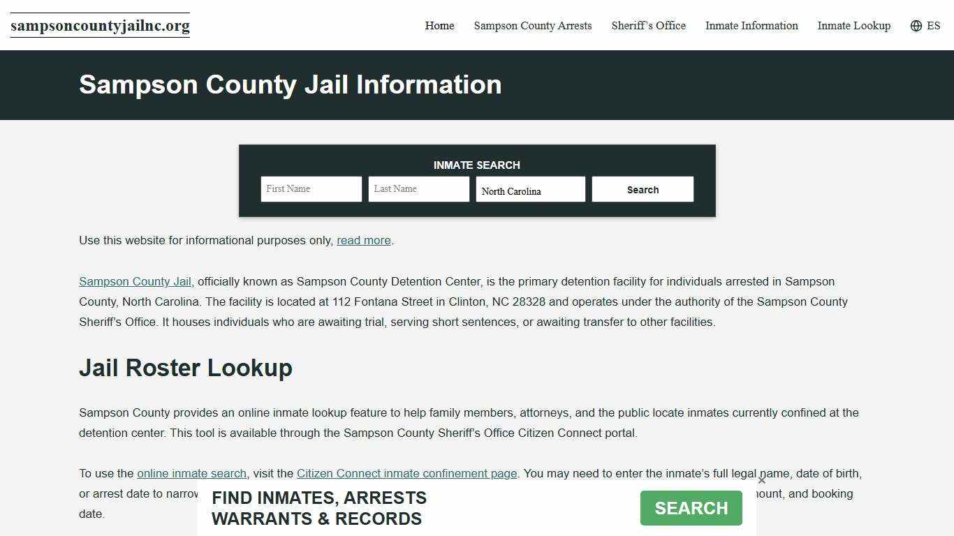 Sampson County, NC Jail Roster, Inmate Info